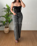 Jeans Grisáceo Brillos Sutiles