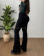 Jeans Flare Negro Botones