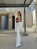 Jeans Flare Trenzado Crema