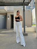 Jeans Flare Trenzado Crema